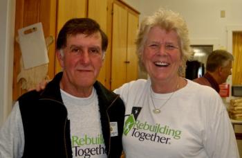 Rotary President Tony Curulla and Rebuilding Together Coordinator Sally Barter. ART MAYERS/Boothbay Register