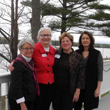 From left, incoming United Way Board Chair Nancy Jennings, Executive Director Barbara Reinertsen, keynote speaker Sue Mackey Andrews, and outgoing Board Chair Connie Jones of Boothbay at the United Way’s annual meeting. Courtesy photo