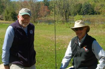 Fly fishermen Tom Little and Steve Rubicam came to teach their sport to young people. ART MAYERS/Boothbay Register