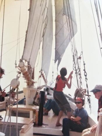 I got strong that first summer on the Mary E. Those sails were heavy! Photo owned by Suzi Thayer