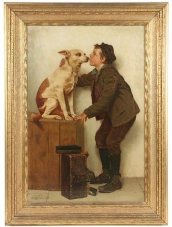 This John George Brown painting is being auctioned off. Courtesy of Thomaston Place Galleries John George Brown painting at Thomaston Place Galleries