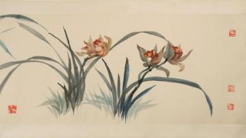 ‘Orchids” watercolor by Wang Chi-Yuan to be auctioned. Courtesy of Thomaston Place Galleries