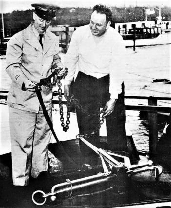The uniforms have changed but the process of conducting a Vessel Safety Check remains the same. The USCG Auxiliary inspects all the items required by state and federal regulations for recreational boaters. The inspections are free and the results are confidential. Courtesy of the USCG Auxiliary archives.