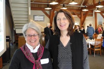 Newly-elected Board Chair Nancy Jennings, left, and current Board Chair Connie Jones of Boothbay, at United Way of Mid Coast Maine’s annual meeting.Courtesy photo