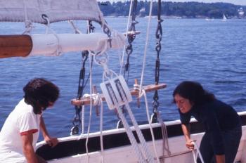 Teaching my brother Pete the ropes. Photo property of Suzi Thayer