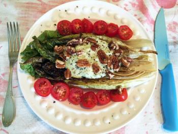 Roasted romaine with grape tomatoes, and an avacado/greek yogurt dressing. SUZI THAYER/Boothbay Register