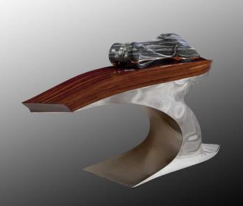 Andreas von Huene’s “Drive” created out of quartzite, Brazilian cherry wood and stainless steel. Courtesy of Dennis Griggs Andreas von Hunes’s “Drive”