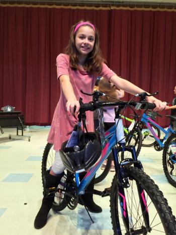 Aliyah Bowley and her new bike. SUZI THAYER/Boothbay Register