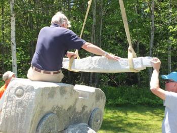 Bill Royall 2017 granite sculpture “Soap Box Racer”