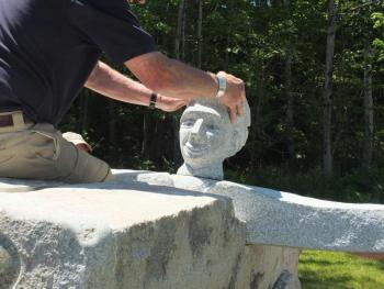 William Royall 2017 granite sculpture “Soap Box Racer”