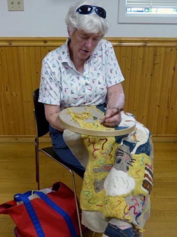 Patty Colhoun works on one of her pieces in progress. JOSEPH CHARPENTIER/Boothbay Register
