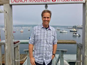 Author Jonathan White, at the Boothbay Harbor Yacht Club on June 23. SUZI THAYER/Boothbay Register