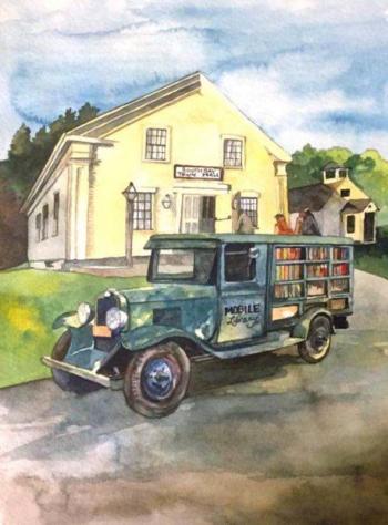 Thomas Block completed the art for the 2017 Books in Boothbay poster in early June. It was his fourth original painting to be featured on the event’s promotional materials. His art work and illustrations will be prominently featured during Saturday’s book fair. Organizers and authors agree that it will be hard to imagine Books in Boothbay without his contributions. Courtesy photo