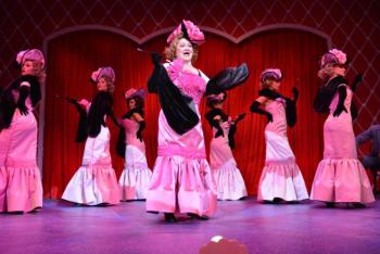 Miss Adelaide (Charis Leos) looks demure, but watch out! Courtesy of Maine State Music Theatre