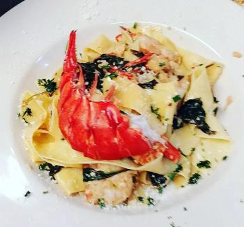 Lobster Pappardelle is one of Chef Dan's specialties at the 1820 House Restaurant. Courtesy of Dan Lynch