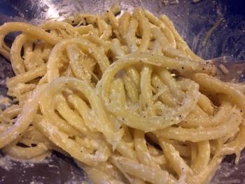 Good pasta with roasted garlic, ricotta, fresh squeezed lemon juice and grated Parm. SUZI THAYER/Boothbay Register