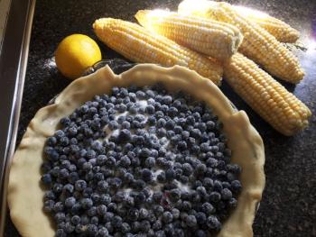 Native corn and pilfered blueberries getting ready for a pie. SUZI THAYER/Boothbay Register