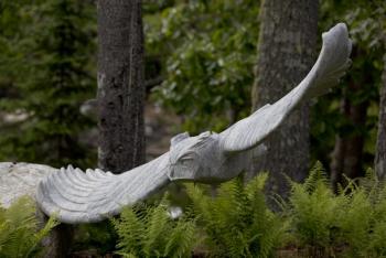 Works by Arrowsic artist Andreas von Huene often defy gravity like this piece titled Banking Owl. Andreas has prepared a special talk for Thursday, Aug. 17 specifically about the apparatus and specialized equipment he creates to allow him to push the boundaries of physics with his daring sculptures. Courtesy photo