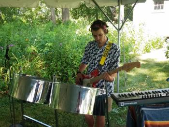 Ben Betts, local musician, plays the guitar and steel drums. KATRINA RICKERMANN/Boothbay Register
