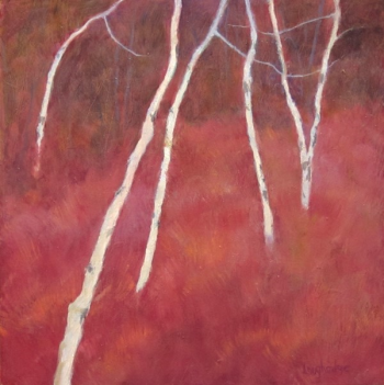 Sally Loughridge: “Into the Woods,” oil on cradled birch, 10” x 10." Courtesy of the venue Sally Loughridge