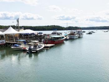 Passengers board the River Tripper for a cruise up the Damariscotta River. SUZI THAYER/Boothbay Register