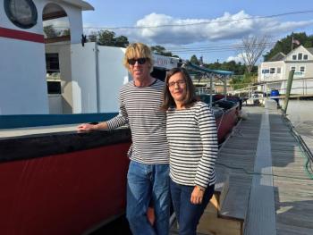 Chip Holmes and Olga Oros, owners and operators of the River Tripper excursions in Damariscotta. SUZI THAYER/Boothbay Registers
