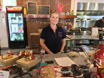 Isabella Nelson in the kitchen of her restaurant, Joe Lane Lobsterman, in Damariscotta. SUZI THAYER/Boothbay Register