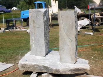 The columns for Isabel Catherine Kelley’s sculpture. LISA KRISTOFF/Boothbay Register