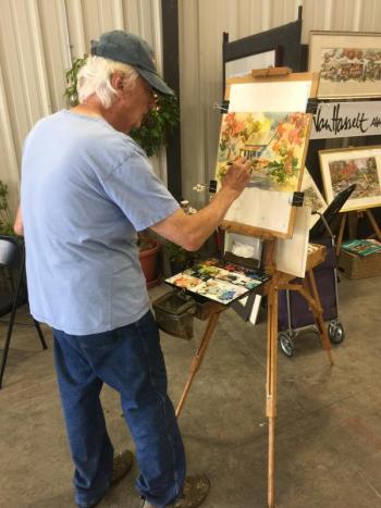 Tony van Hasselt - live demo. 2017 Arts and Yachts Exhibit. JOSEPH CHARPENTIER/Boothbay Register
