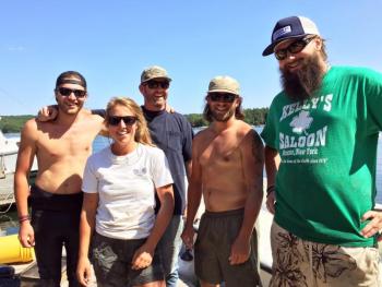 The Glidden Point team: Zak Kuras, left, Kelsey Kraft, owner Ryan McPherson, Jonathan Turcotte and Uncle Pete Argentieri. SUZI THAYER/Boothbay Register