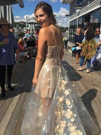 People’s Choice Award went to Tobi Nevers, who made this creation modeled by Page Brown. SUZI THAYER/Boothbay Register