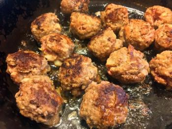 Brown the balls before throwing them into the red sauce. SUZI THAYER/Boothbay Register