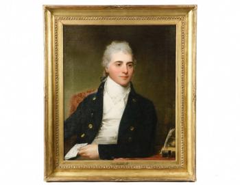 Oil on canvas portrait of a handsome young gentleman by Gilbert Charles Stuart (MA/RI/UK, 1754-1828). Courtesy of Thomaston Place Auction Galleries