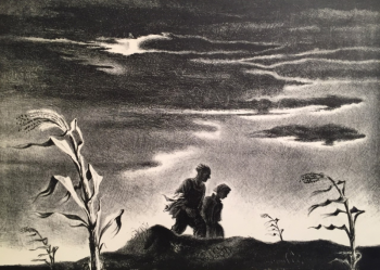 Georges Schreiber (1904-1997), "Twilight," lithograph on paper, 10" x 14", is among the works in “Autumn Arrivals.” Courtesy of Wiscasset Bay Gallery Georges Schreiber