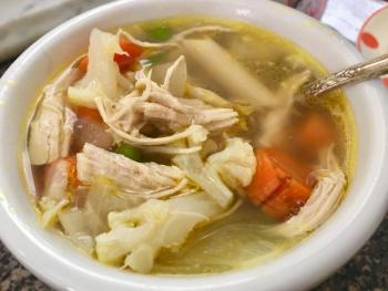 Chicken soup. Just plain old chicken soup. SUZI THAYER/Boothbay Register