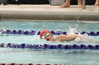 Ella Watts competes in a freestyle event at the Bath meet. STEVE EDWARDS/Boothbay Register