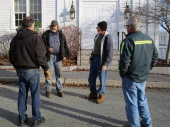 Fom left are Selectmen Ben Rines Jr. and Bob Blagden, building caretaker Joe Cahoon and public works employee Steve Christiansen. PHIL DI VECE/Wiscasset Newspaper