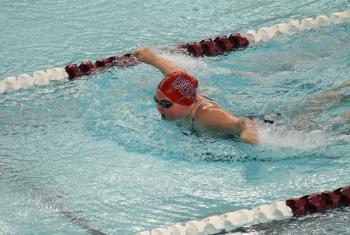 Maren Whitney competes in a butterfly event at the Bath meet. STEVE EDWARDS/Boothbay Register