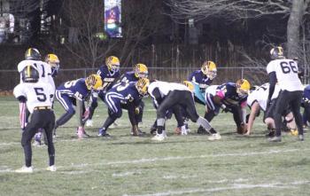Boothbay outgained Maranacook 245 yards to 97 during the Nov. 10 Class E Championship game, but had to score a fourth quarter touchdown to register a come-from-behind victory. STEVE EDWARDS/Boothbay Register