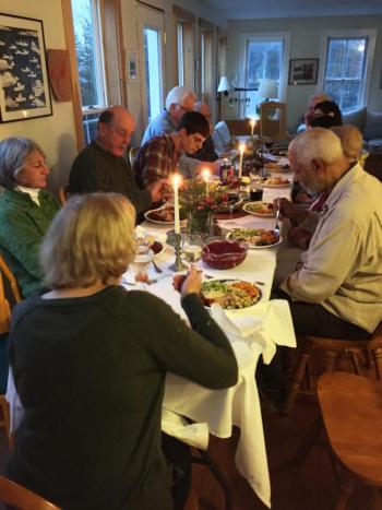 The Thanksgiving table at Richard’s in 2016. SUZI THAYER/Boothbay Register