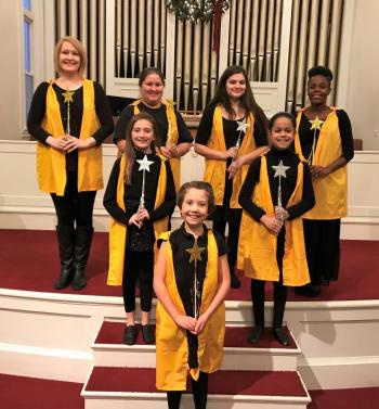 Carissa McCurdy, Samantha Davison, Noelle Timberlake, Shesilie Adoux, Maeve Cullina, Sophia Scott, and Sarah Harris as the “stars” of the production. Courtesy of Emily Mirabile