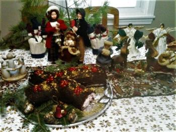 One of the many spins put on the classic French Christmas dessert, Bûche de Noël. Courtesy of Karen Charpentier