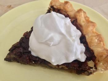 A piece of chocolate pecan pie with whipped cream is totally elegant. SUZI THAYER/Boothbay Register