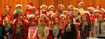 First grade and kindergarten perform one of their two numbers at the Dec. 15 holiday concert. LISA KRISTOFF/Boothbay Register