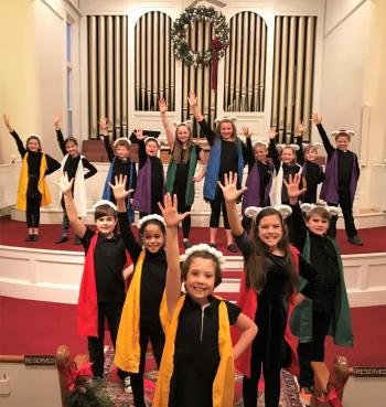 The youth of the cast performing “The Lamb From the Flock of David.” Courtesy of Emily Mirabile