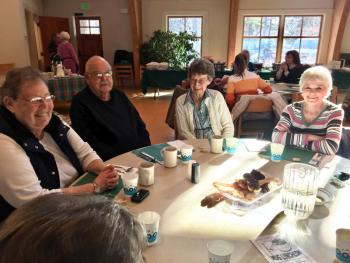 Donna McLellan, left, with Merlin Gray, Barbara McLaughlin and Sheila Sears at St. Columba’s Episcopal Church on Jan. 18. SUZI THAYER/Boothbay Register