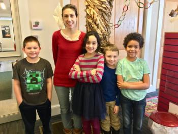 Aubrey Hardwick, left, Desiree Scorcia, Lexi Hughes, Colby Doucette and Malachai Donaldson had a blast playing Minecraft at Boothbay Harbor Memorial Library Jan.10. SUZI THAYER/Boothbay Register