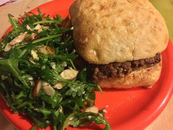 On this lucky day I had a gourmet burger with an arugula salad for lunch. SUZI THAYER/Boothbay Register