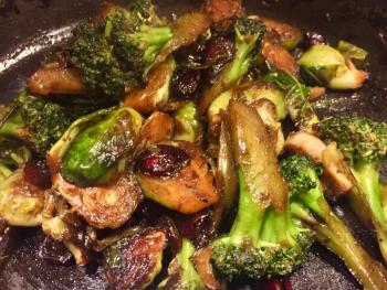 Then there was the lunch of stir fried Brussels sprouts, broccoli and sweetened, dried cranberries, with soy sauce and sesame oil. SUZI THAYER/Boothbay Register