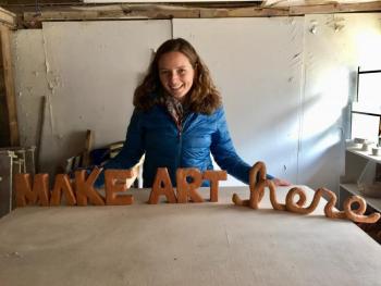 Juliette Walker in her studio space at the Watershed Center for the Ceramic Arts in Newcastle. SUZI THAYER/Boothbay Register